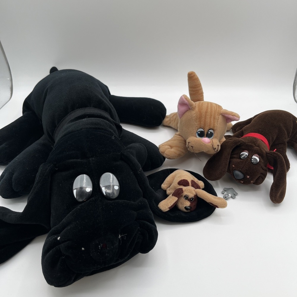 Vintage Pound Puppies & Purries Lot Tonka 1984 Plush Mini Dog Cat